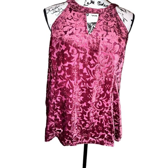 Altar’d State Vintage 90s Y2K Red Burgundy Goth‎ Vamp Velvet Floral Sleeveless M - Picture 3 of 9